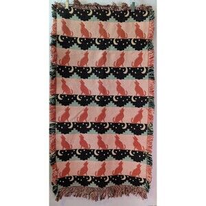 Howling Coyote Tapestry Santa Fe Pink Moon South West Vintage 80's 90's (A5m)